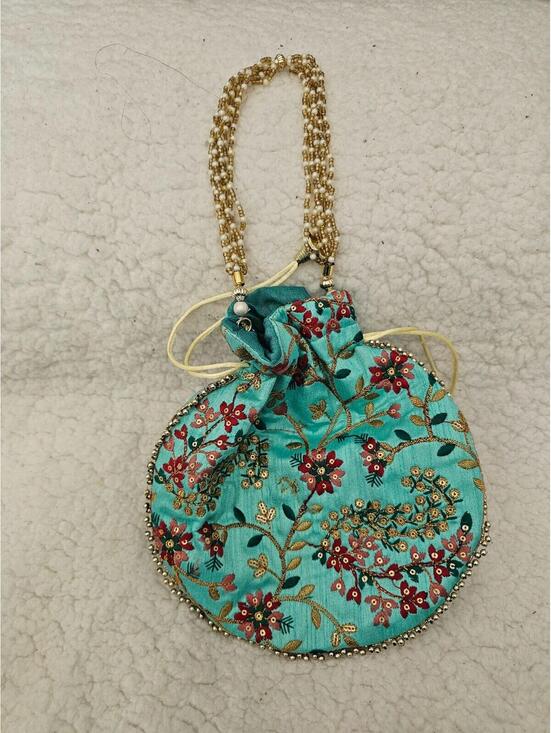 Handbags - New Handmade Potli Bag Pouch Beads Embroidered Small Boho Multicolor 15.5 Long